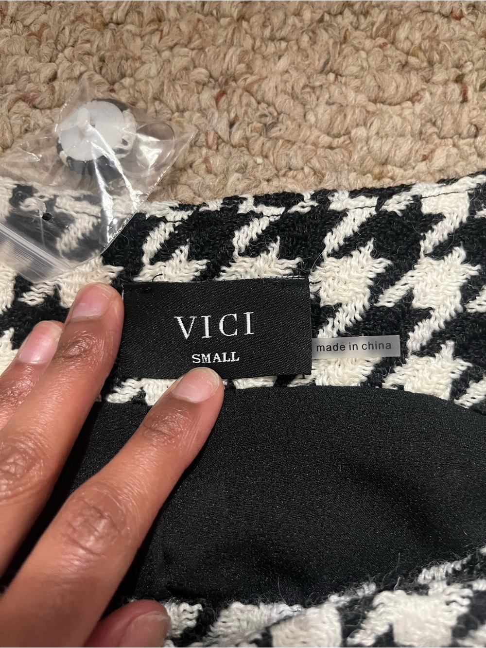 houndstooth double breasted mini dress - Picture 3 of 4
